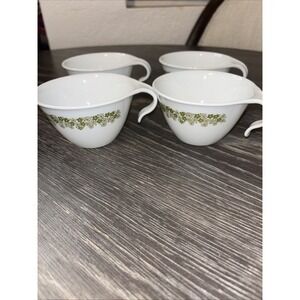 Set Of 4 Vintage Corelle Corning Crazy Daisy Spring Blossom Hook Handle Cups